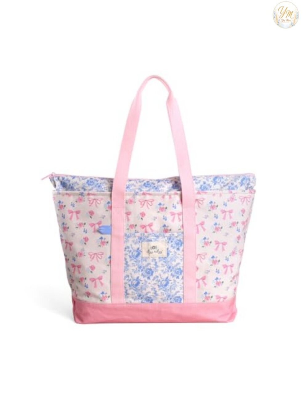 Canvas Mom Tote Bag with Zipper Closure & 4 Pockets